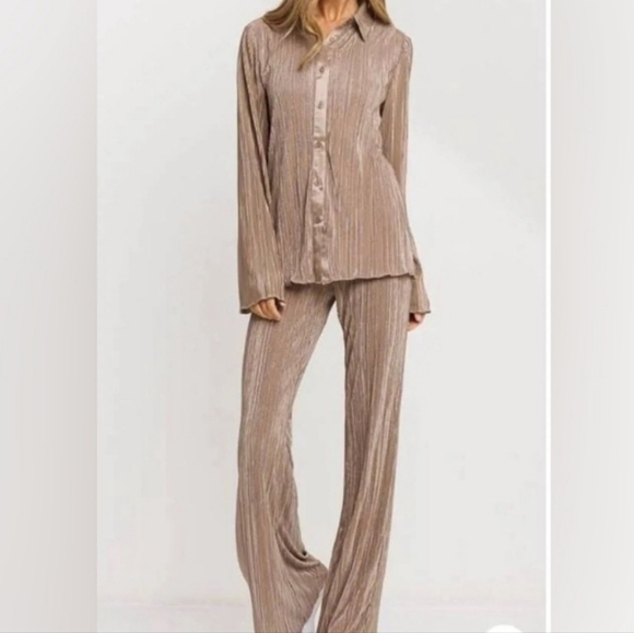 Rachel Zoe Satin Crinkled Two-piece Set Size XL - Picture 1 of 9